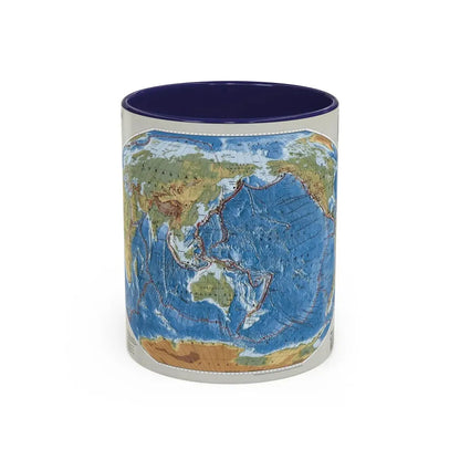 World Map - Tectonic Plates (1999) (Map) Accent Coffee Mug 11oz Navy - Go Mug Yourself