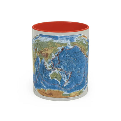 World Map - Tectonic Plates (1999) (Map) Accent Coffee Mug 11oz Red - Go Mug Yourself