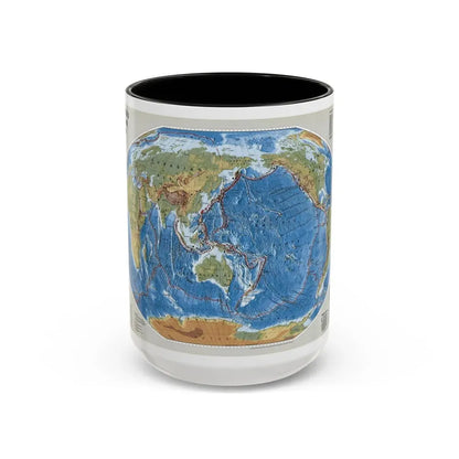 World Map - Tectonic Plates (1999) (Map) Accent Coffee Mug 15oz Black - Go Mug Yourself