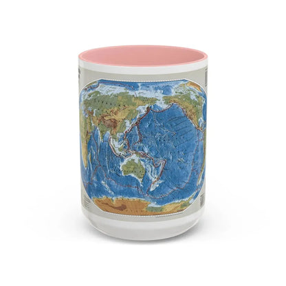 World Map - Tectonic Plates (1999) (Map) Accent Coffee Mug 15oz Pink - Go Mug Yourself