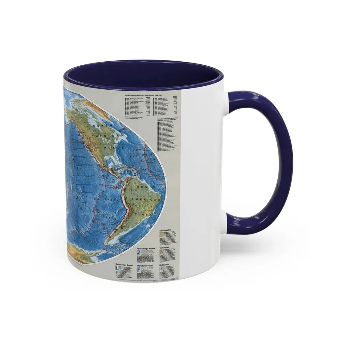 World Map - Tectonic Plates (1999) (Map) Accent Coffee Mug - Go Mug Yourself