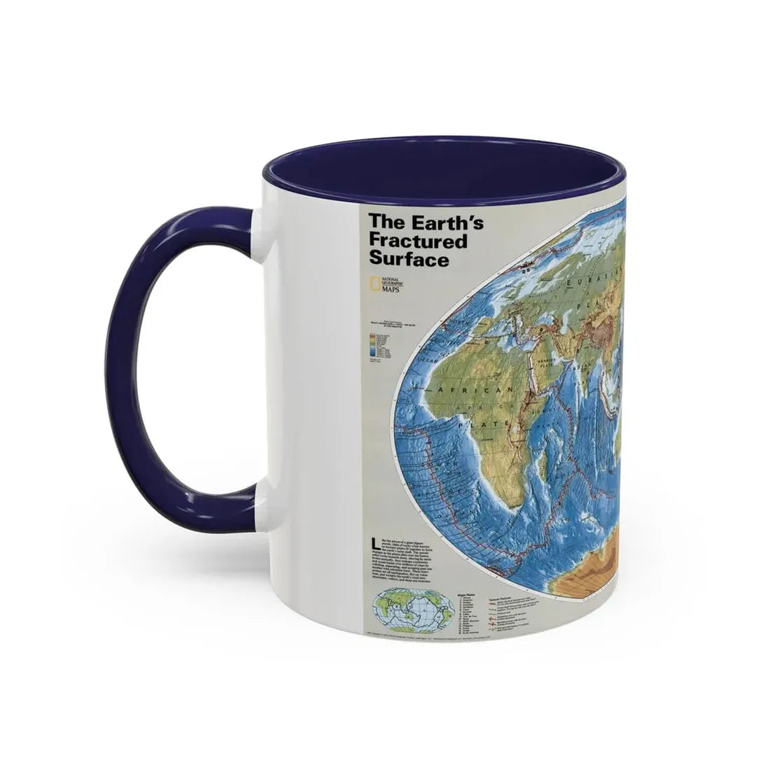World Map - Tectonic Plates (1999) (Map) Accent Coffee Mug - Go Mug Yourself