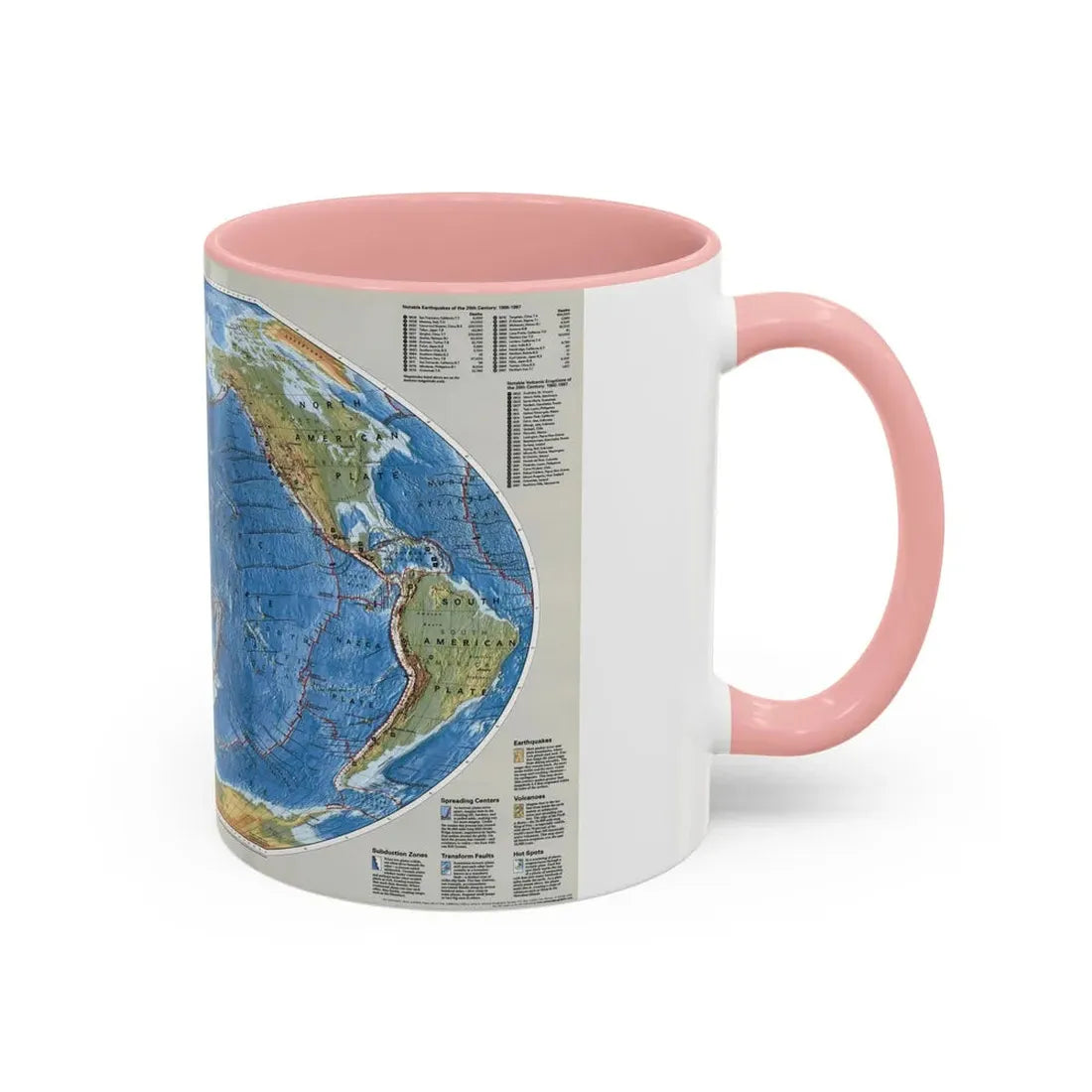 World Map - Tectonic Plates (1999) (Map) Accent Coffee Mug - Go Mug Yourself