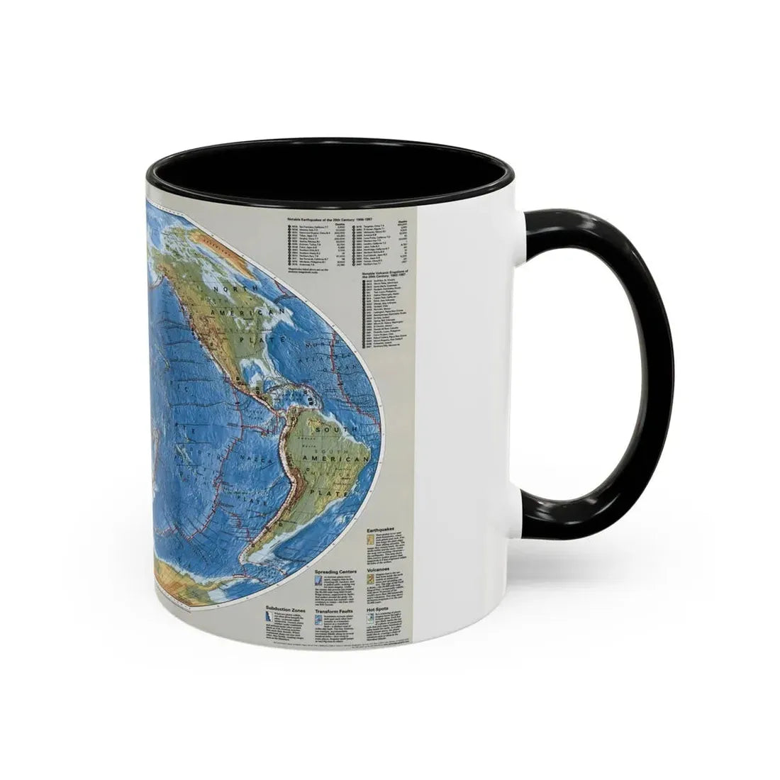 World Map - Tectonic Plates (1999) (Map) Accent Coffee Mug - Go Mug Yourself