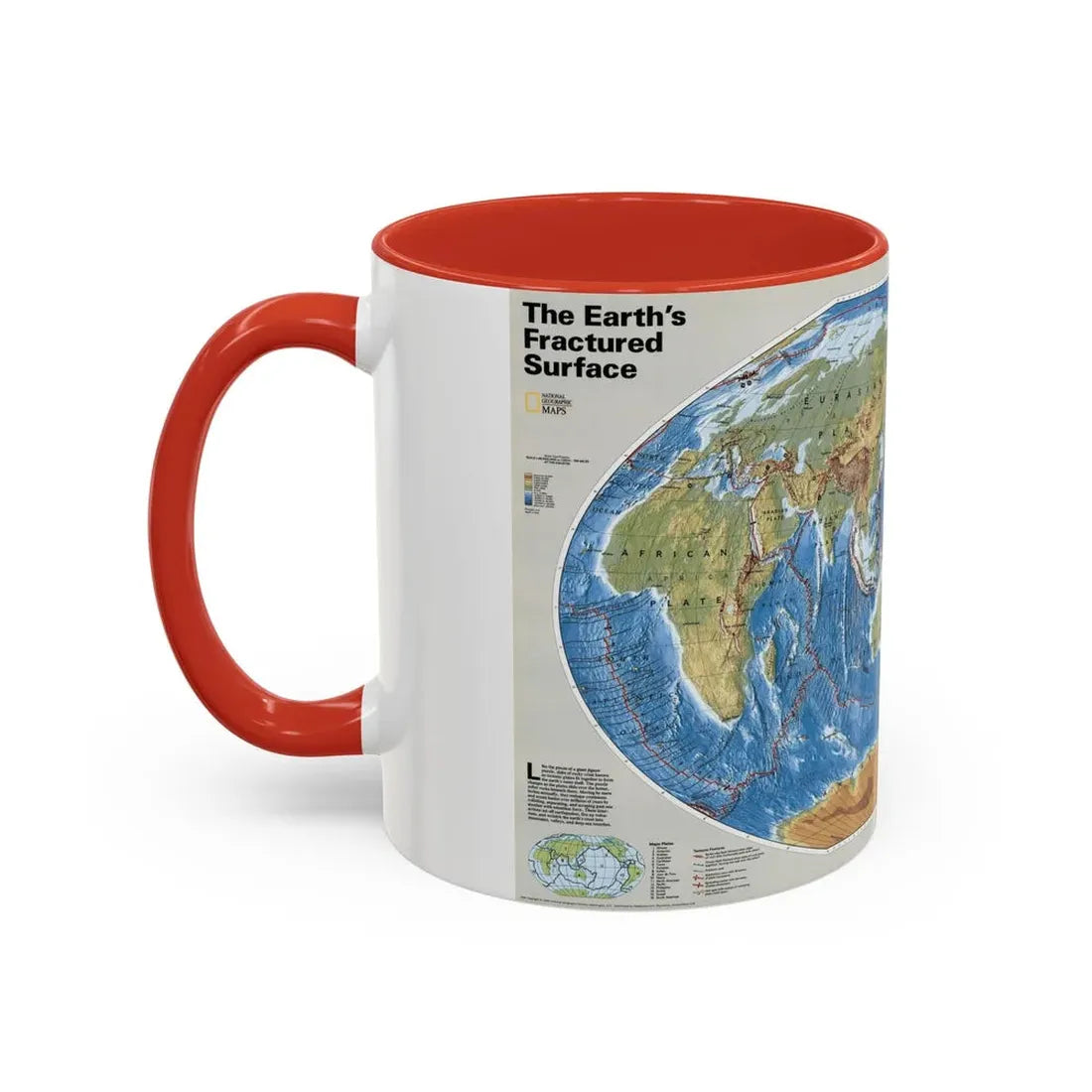 World Map - Tectonic Plates (1999) (Map) Accent Coffee Mug - Go Mug Yourself