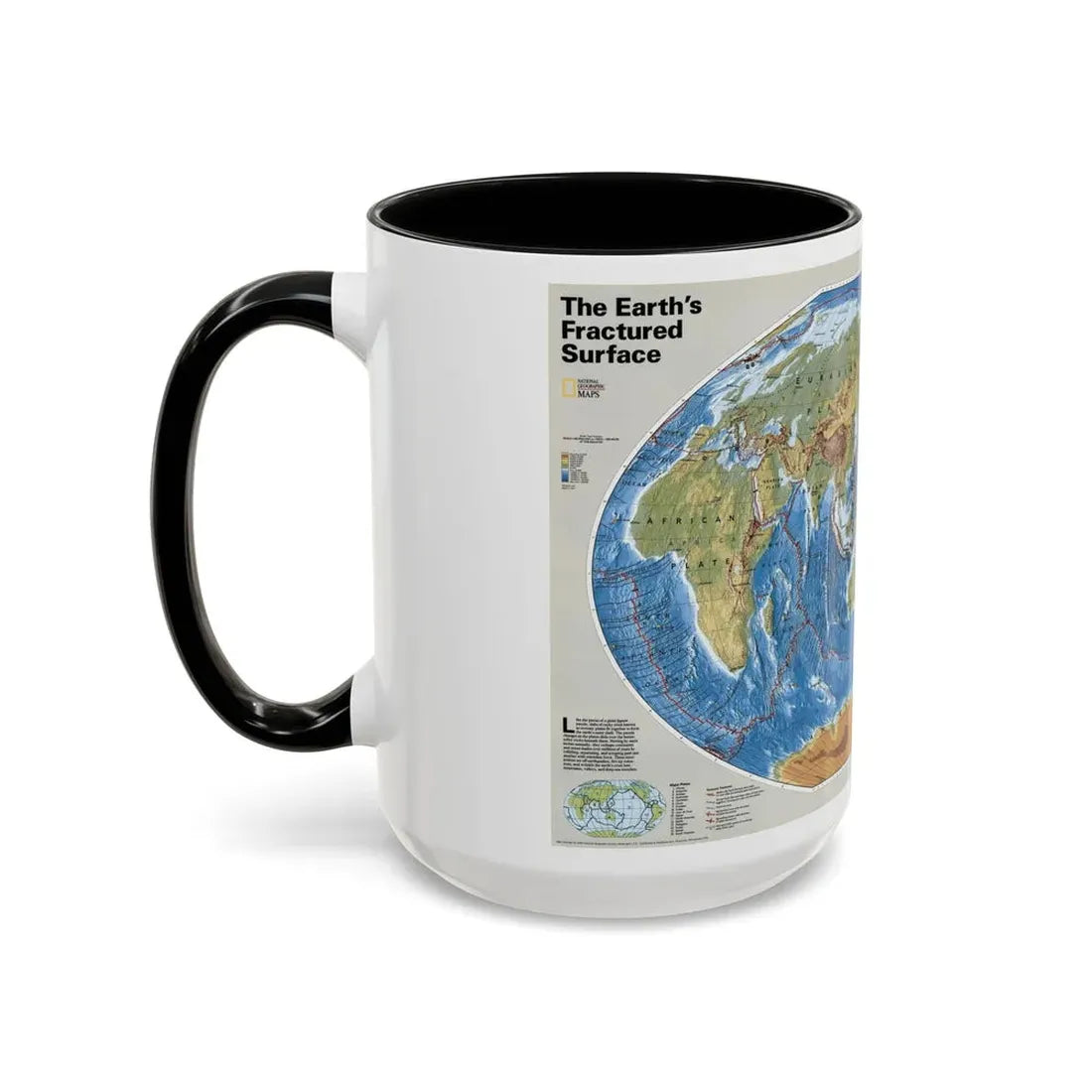 World Map - Tectonic Plates (1999) (Map) Accent Coffee Mug - Go Mug Yourself