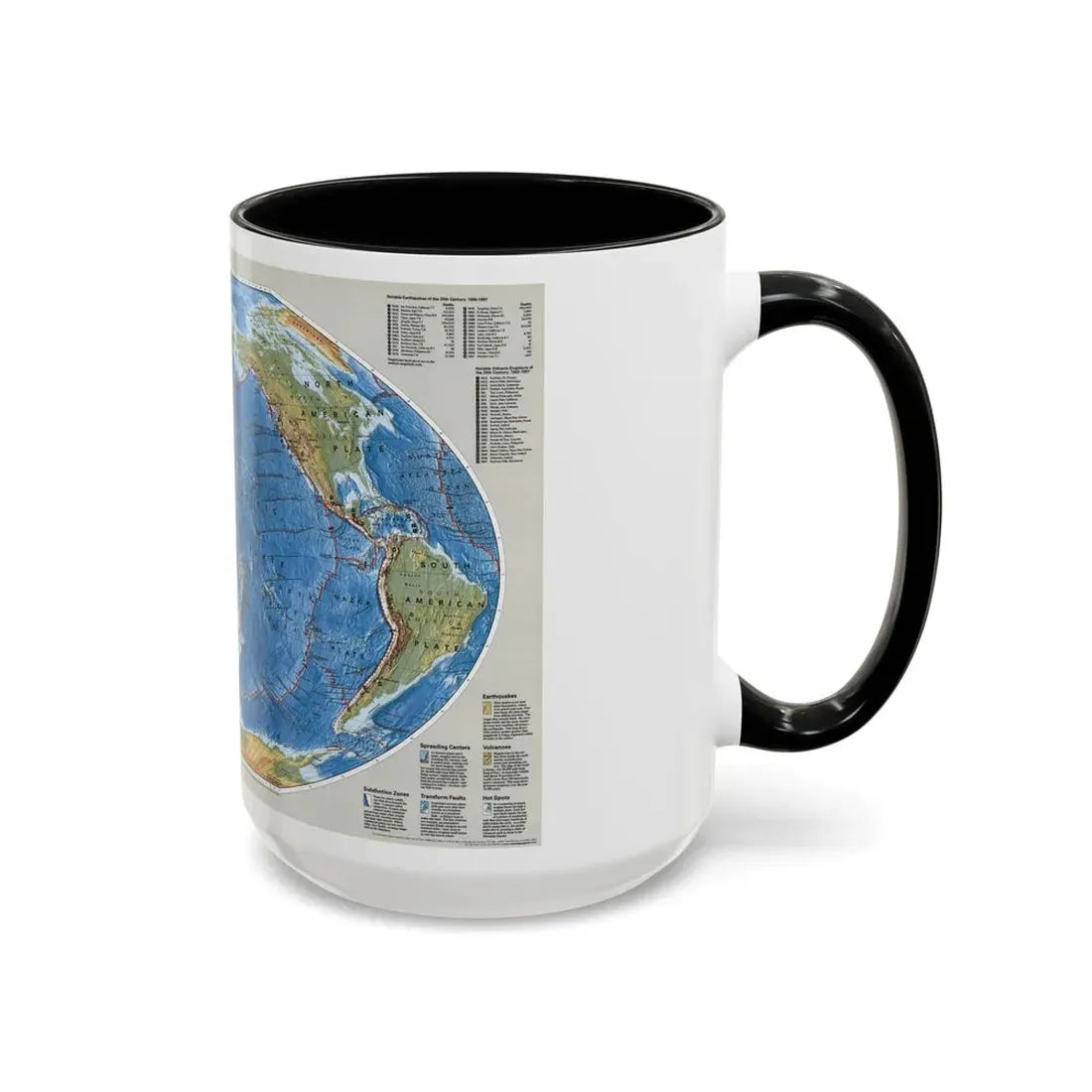 World Map - Tectonic Plates (1999) (Map) Accent Coffee Mug - Go Mug Yourself