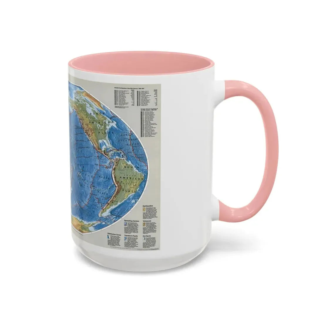 World Map - Tectonic Plates (1999) (Map) Accent Coffee Mug - Go Mug Yourself