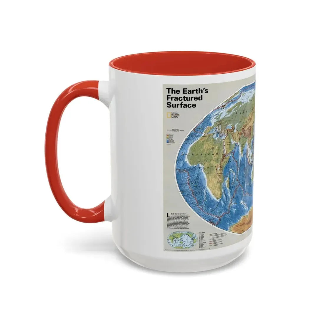 World Map - Tectonic Plates (1999) (Map) Accent Coffee Mug - Go Mug Yourself