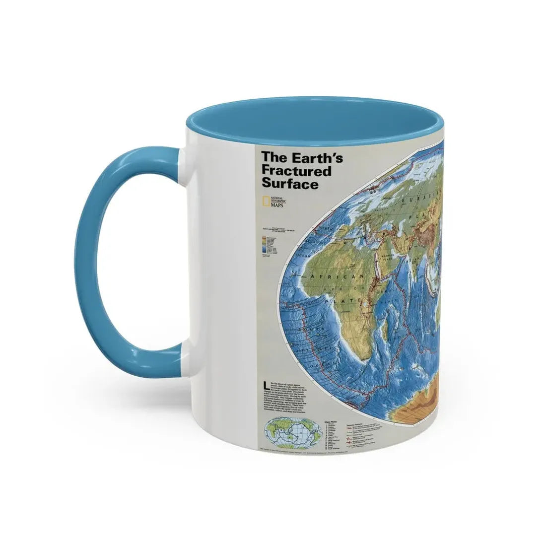 World Map - Tectonic Plates (1999) (Map) Accent Coffee Mug - Go Mug Yourself