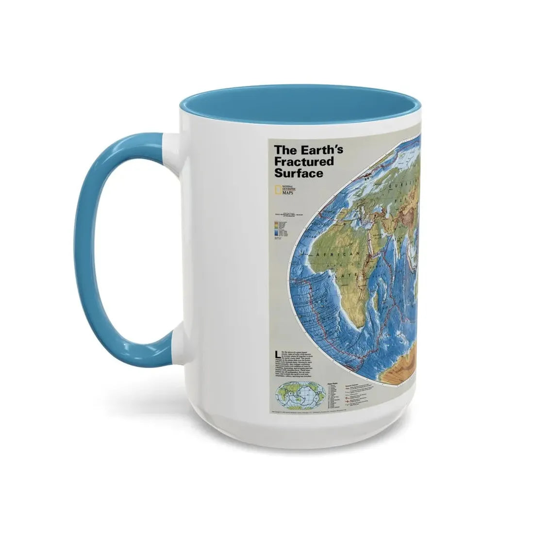 World Map - Tectonic Plates (1999) (Map) Accent Coffee Mug - Go Mug Yourself