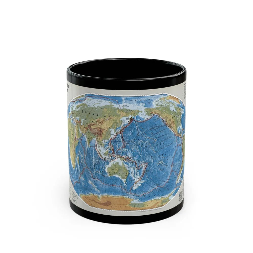 World Map - Tectonic Plates (1999) (Map) Black Coffee Mug-11oz-Go Mug Yourself