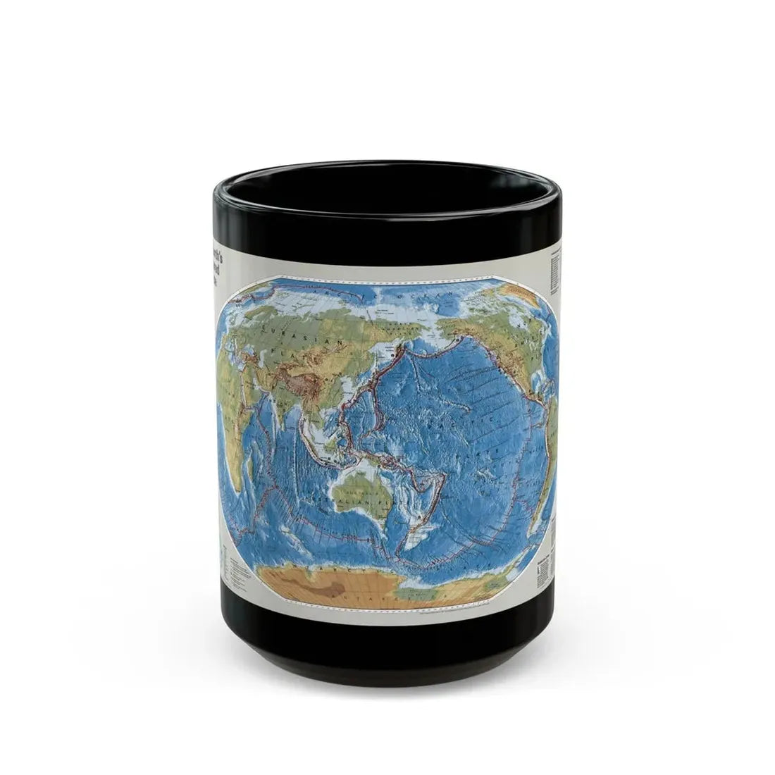 World Map - Tectonic Plates (1999) (Map) Black Coffee Mug 15oz - Go Mug Yourself