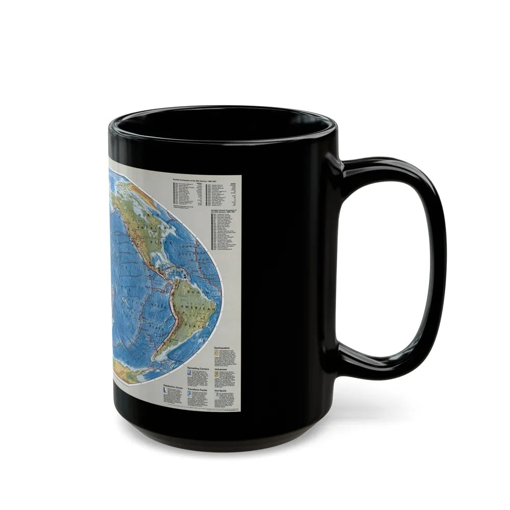 World Map - Tectonic Plates (1999) (Map) Black Coffee Mug-Go Mug Yourself