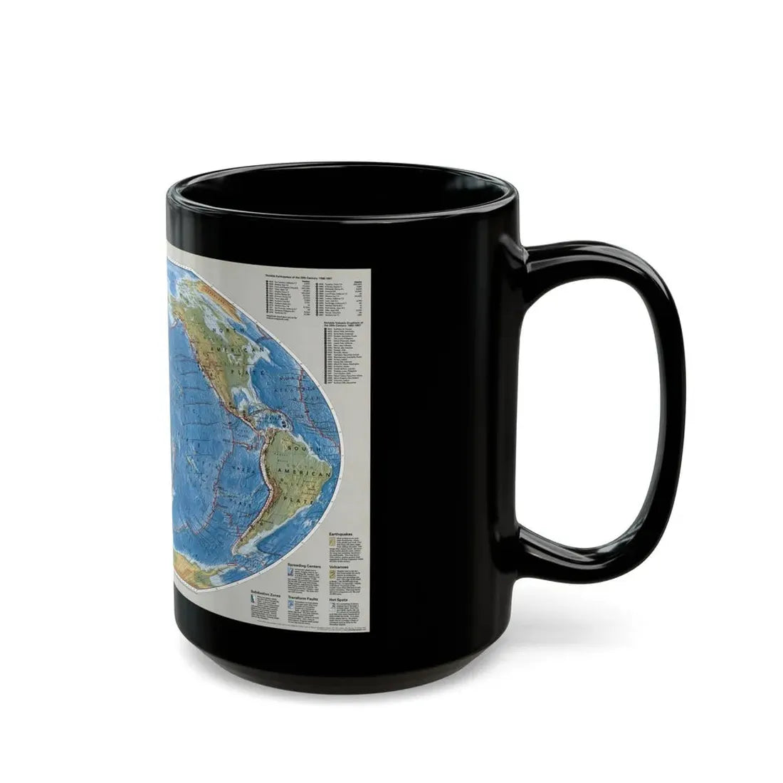 World Map - Tectonic Plates (1999) (Map) Black Coffee Mug - Go Mug Yourself