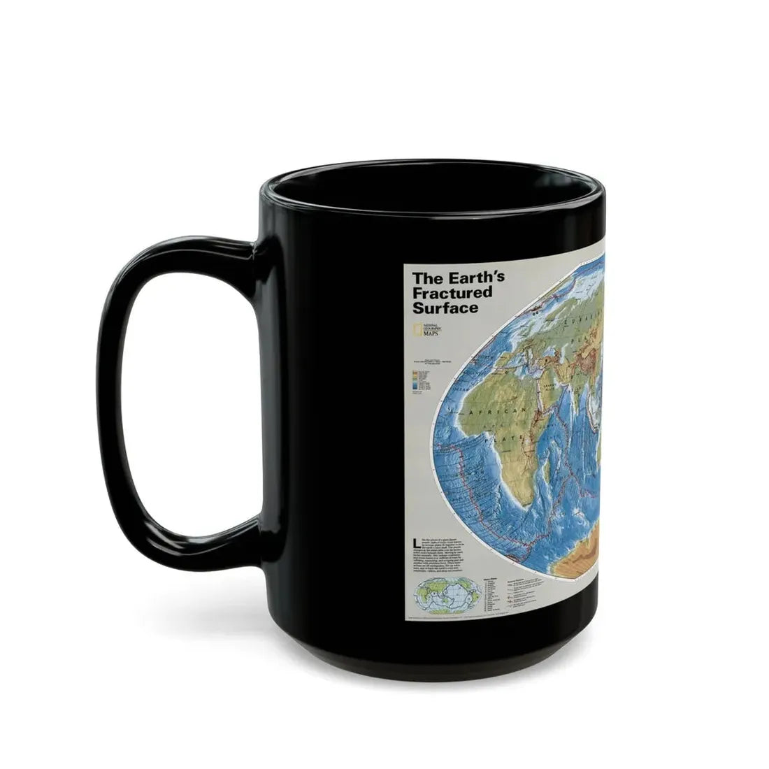 World Map - Tectonic Plates (1999) (Map) Black Coffee Mug - Go Mug Yourself