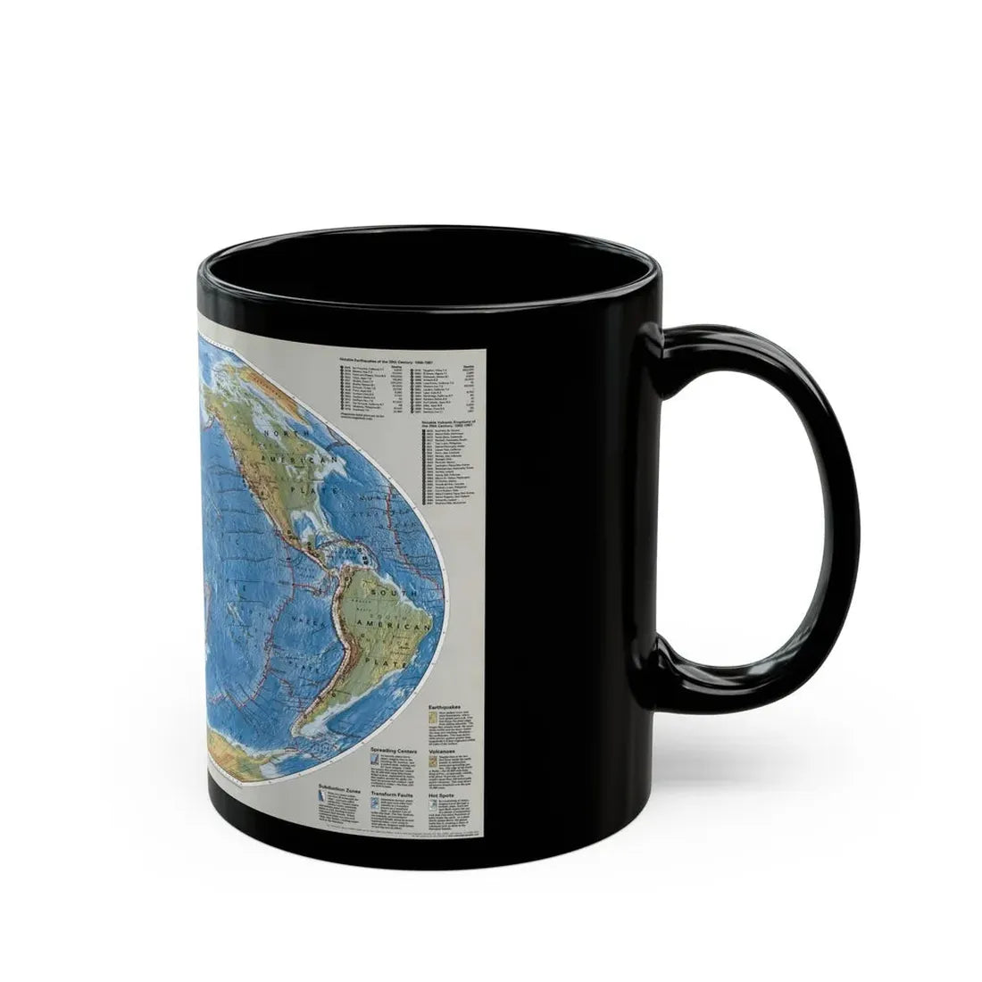 World Map - Tectonic Plates (1999) (Map) Black Coffee Mug - Go Mug Yourself