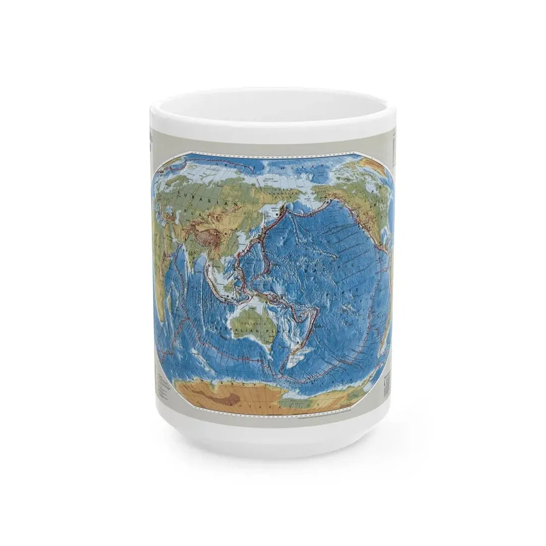 World Map - Tectonic Plates (1999) (Map) White Coffee Mug 15oz - Go Mug Yourself