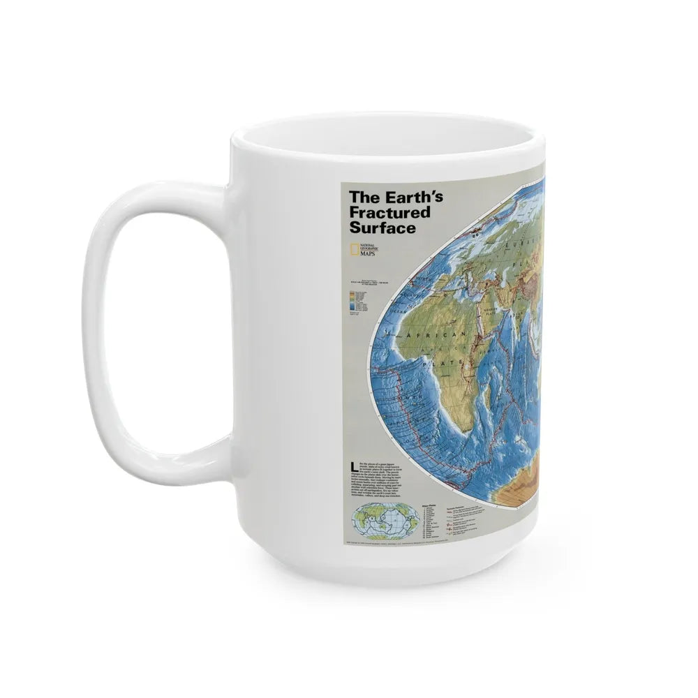 World Map - Tectonic Plates (1999) (Map) White Coffee Mug-Go Mug Yourself