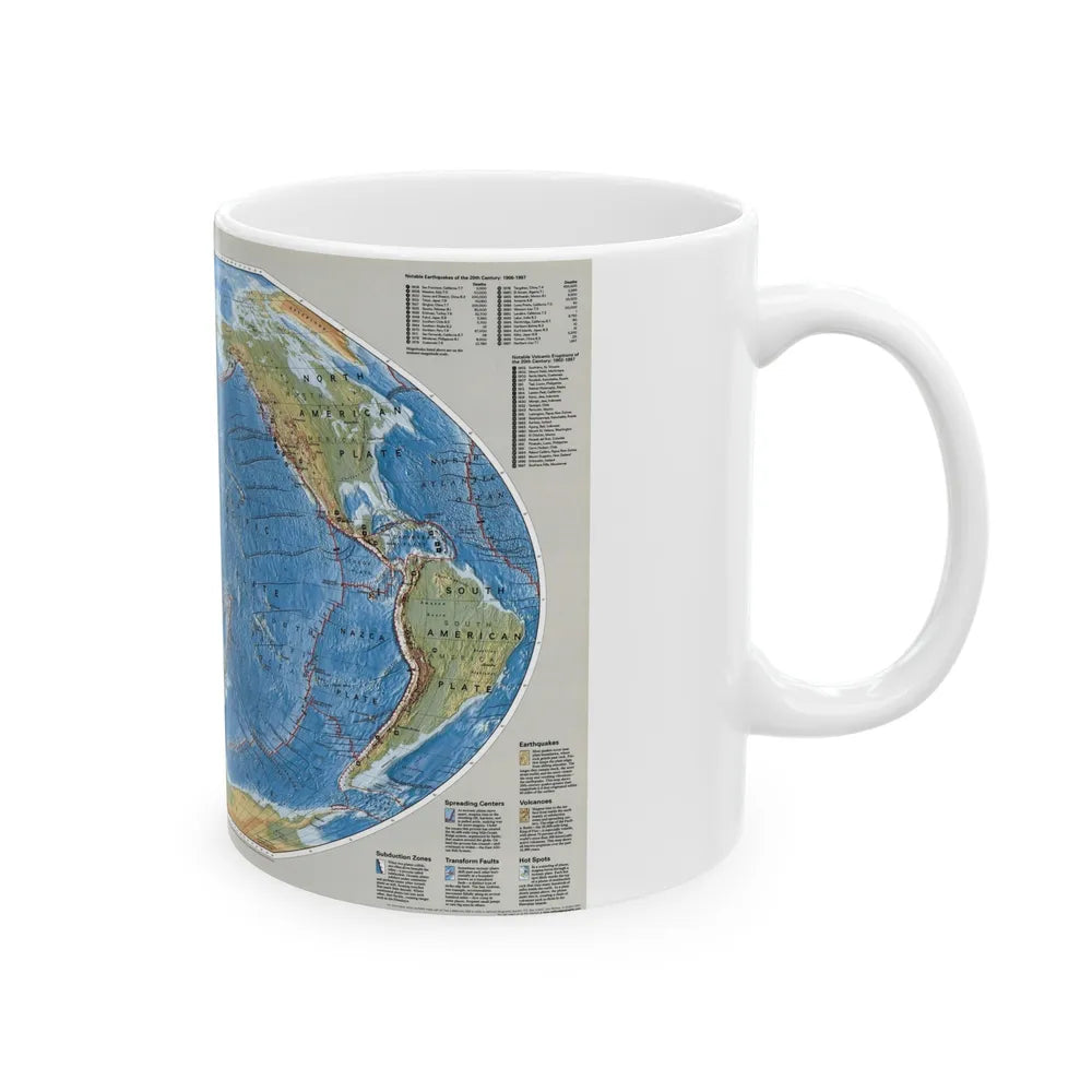 World Map - Tectonic Plates (1999) (Map) White Coffee Mug-Go Mug Yourself