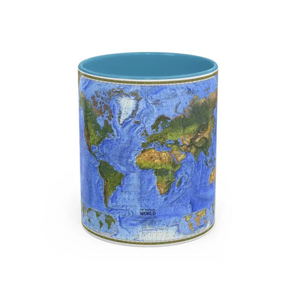 World Map - The Physical World (1975) (Map) Accent Coffee Mug 11oz Light Blue - Go Mug Yourself