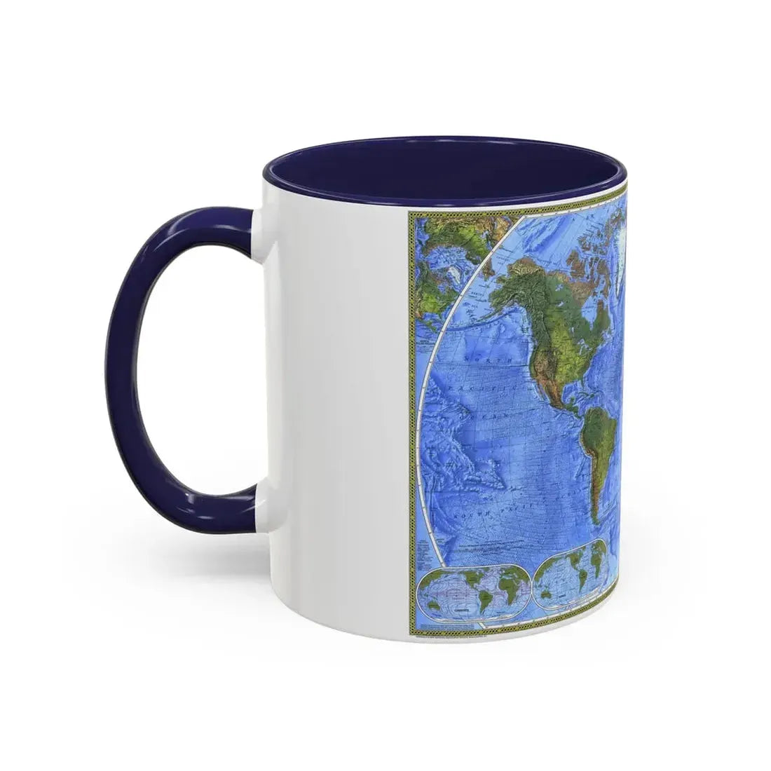 World Map - The Physical World (1975) (Map) Accent Coffee Mug - Go Mug Yourself