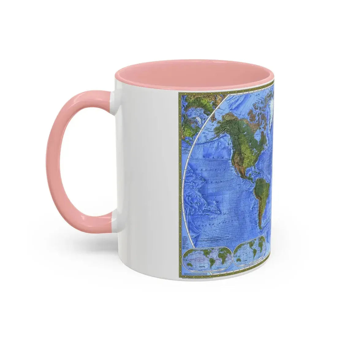World Map - The Physical World (1975) (Map) Accent Coffee Mug - Go Mug Yourself