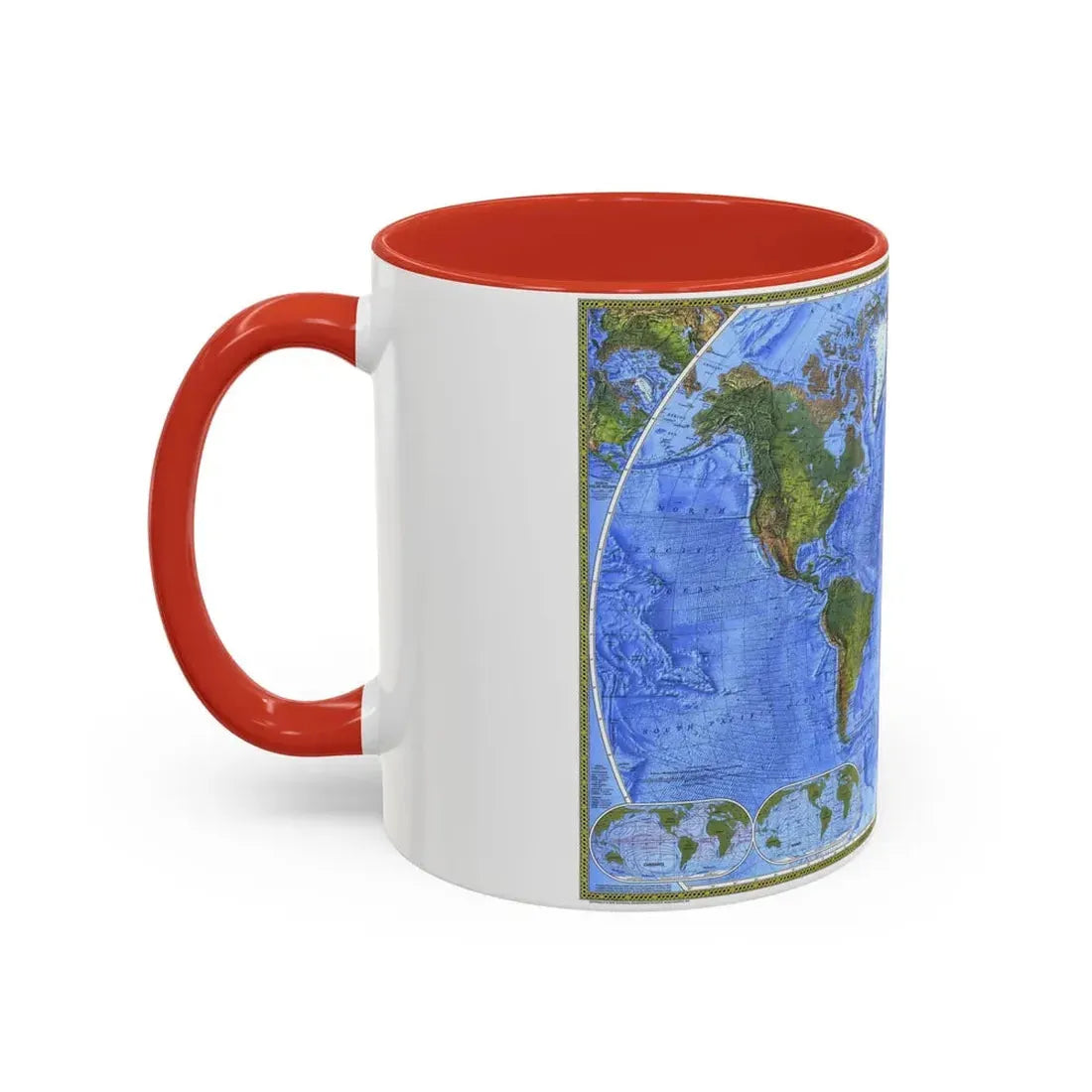 World Map - The Physical World (1975) (Map) Accent Coffee Mug - Go Mug Yourself