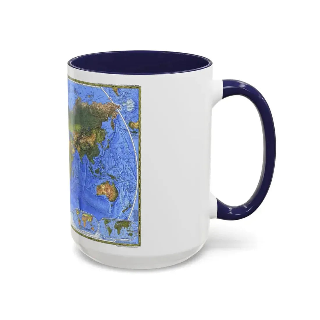World Map - The Physical World (1975) (Map) Accent Coffee Mug - Go Mug Yourself