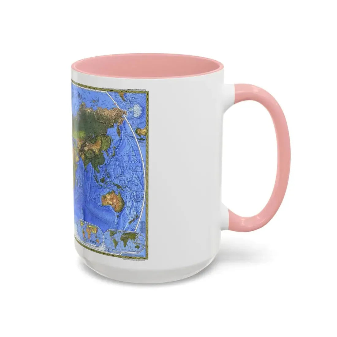 World Map - The Physical World (1975) (Map) Accent Coffee Mug - Go Mug Yourself
