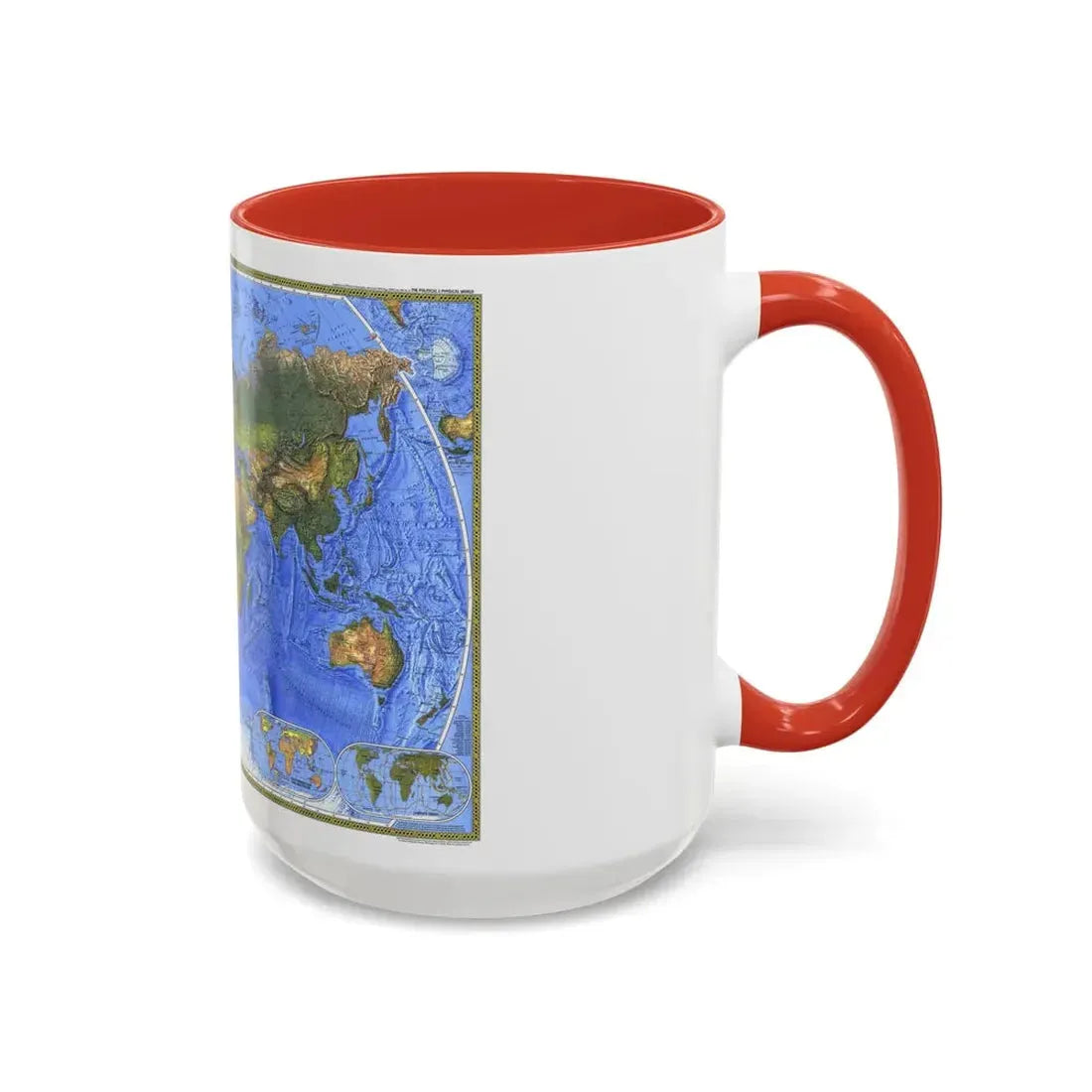 World Map - The Physical World (1975) (Map) Accent Coffee Mug - Go Mug Yourself