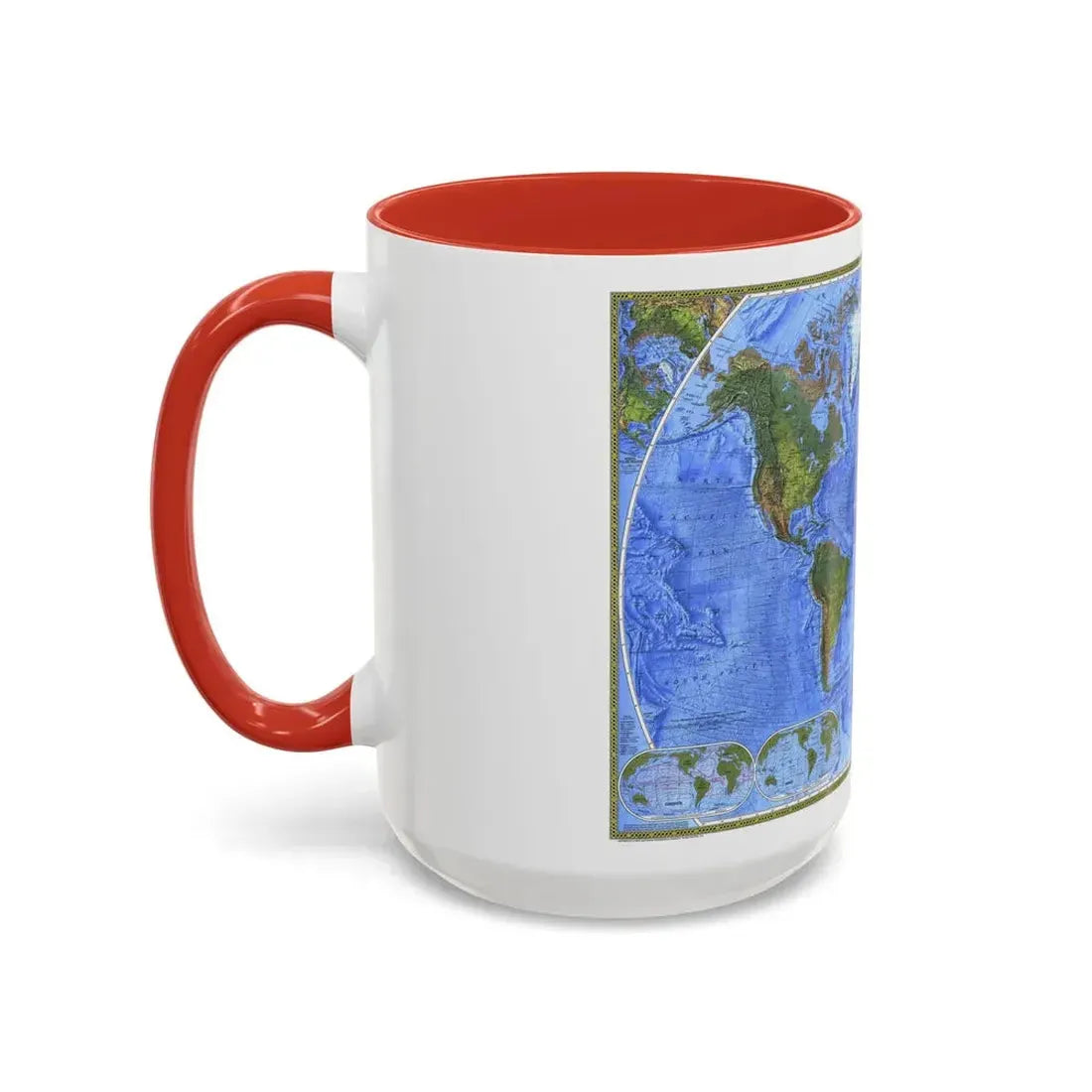 World Map - The Physical World (1975) (Map) Accent Coffee Mug - Go Mug Yourself
