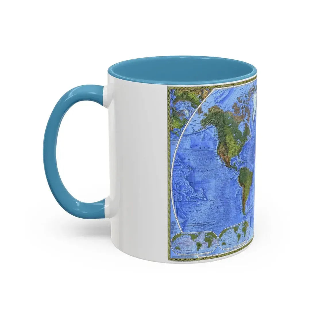 World Map - The Physical World (1975) (Map) Accent Coffee Mug - Go Mug Yourself