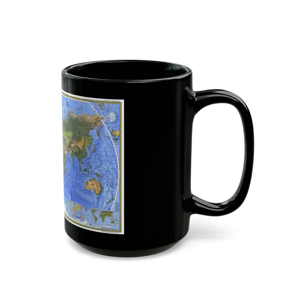 World Map - The Physical World (1975) (Map) Black Coffee Mug - Go Mug Yourself