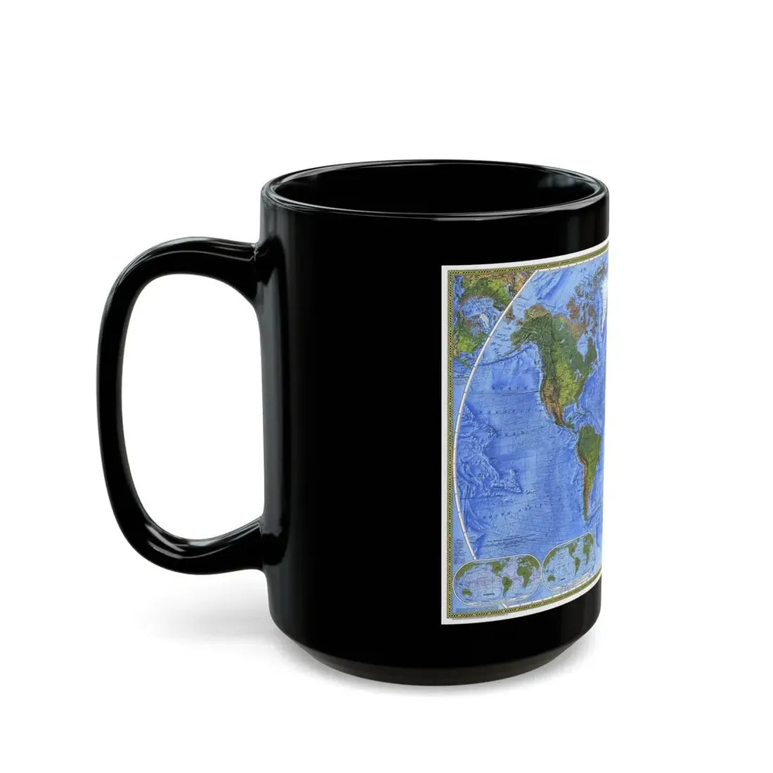 World Map - The Physical World (1975) (Map) Black Coffee Mug - Go Mug Yourself