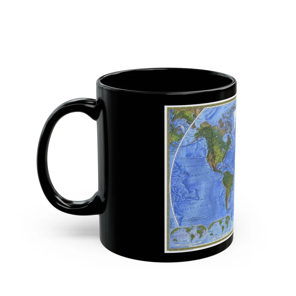 World Map - The Physical World (1975) (Map) Black Coffee Mug-Go Mug Yourself