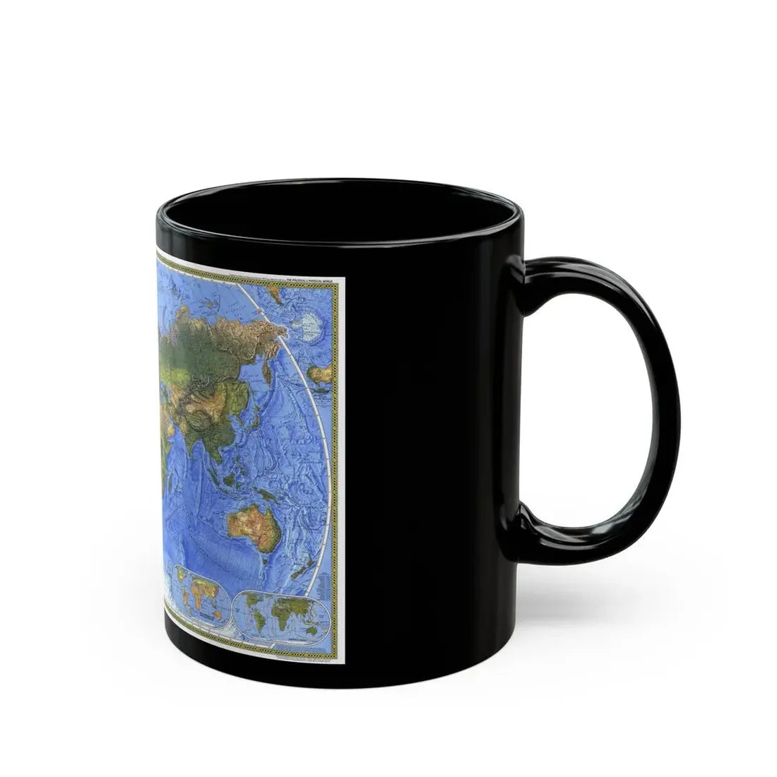 World Map - The Physical World (1975) (Map) Black Coffee Mug - Go Mug Yourself