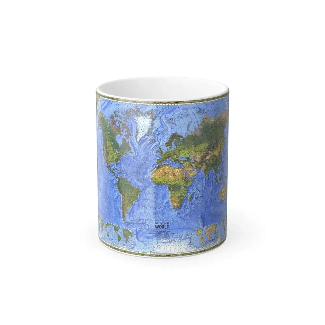World Map - The Physical World (1975) (Map) Color Changing Mug 11oz Default Title - Go Mug Yourself