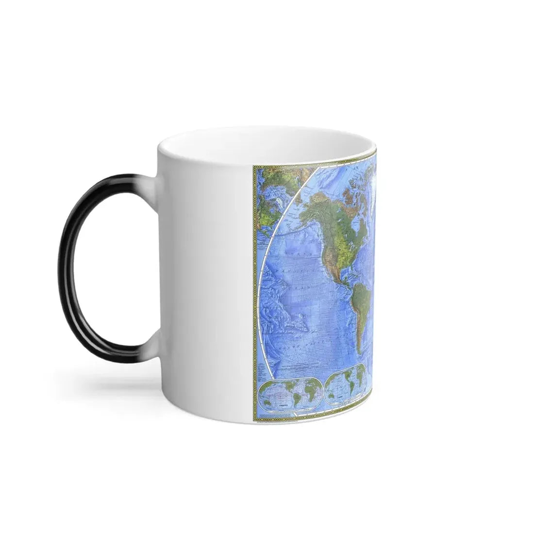 World Map - The Physical World (1975) (Map) Color Changing Mug 11oz - Go Mug Yourself