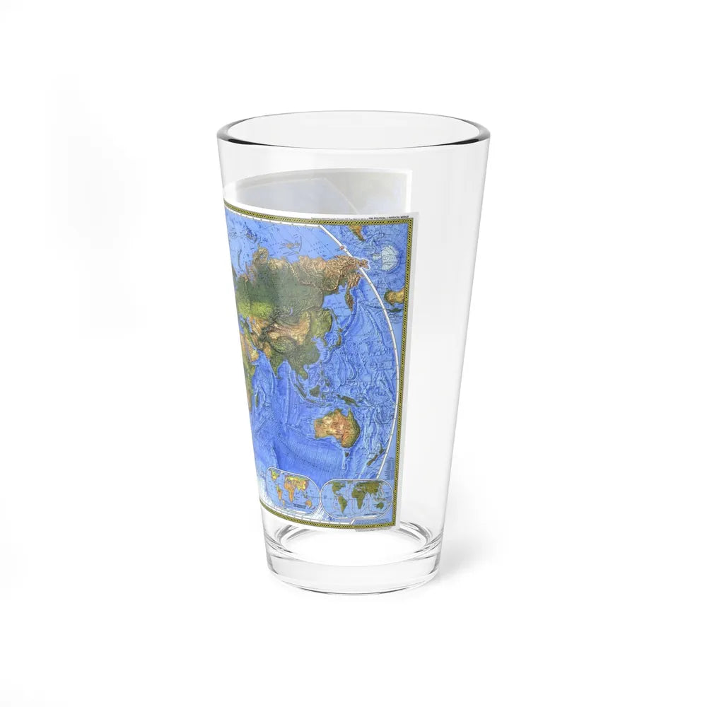 World Map - The Physical World (1975) (Map) Pint Glass 16oz-Go Mug Yourself