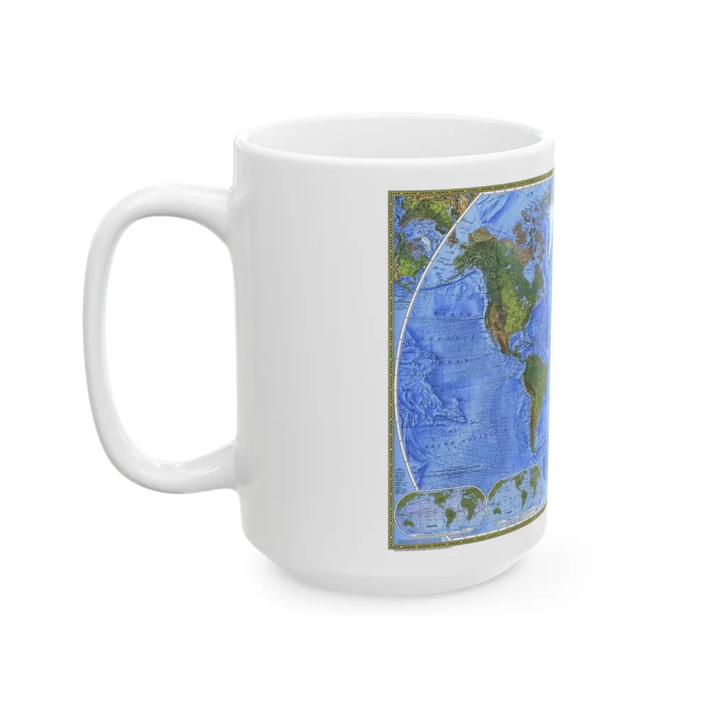 World Map - The Physical World (1975) (Map) White Coffee Mug-Go Mug Yourself