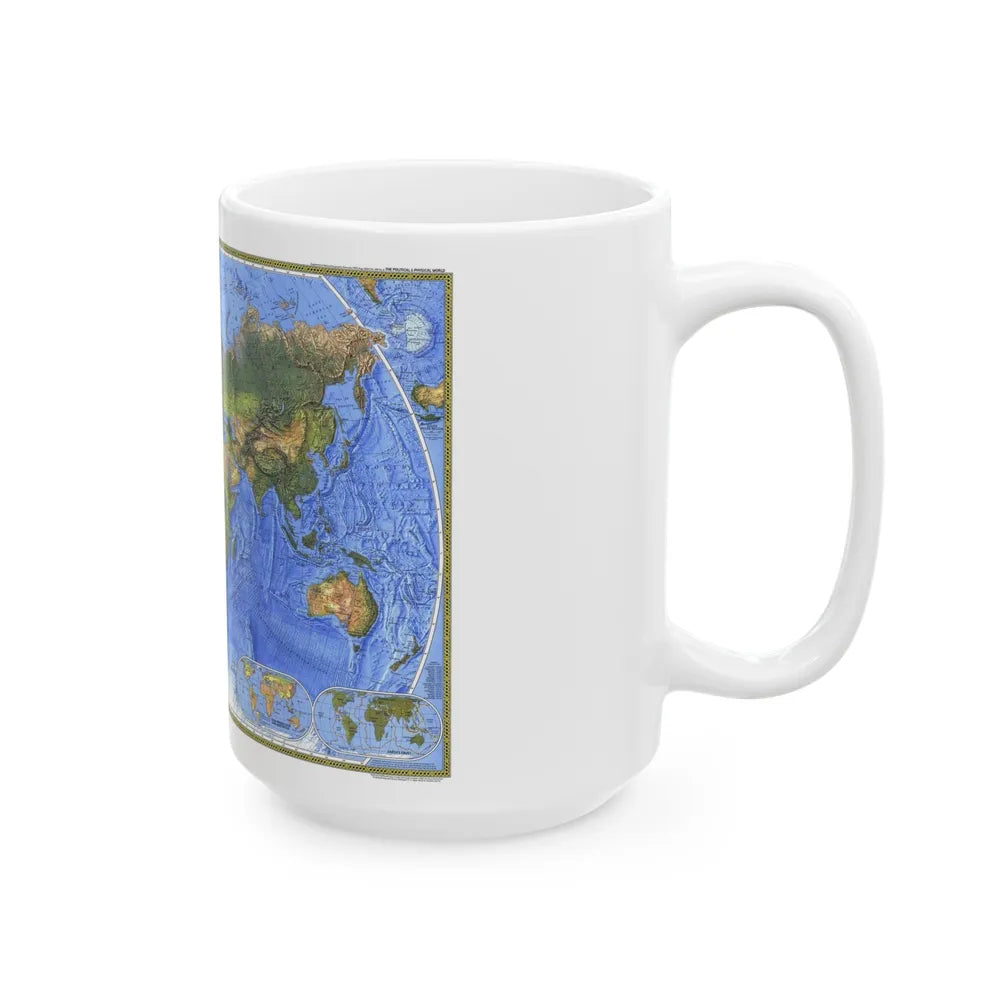 World Map - The Physical World (1975) (Map) White Coffee Mug-Go Mug Yourself