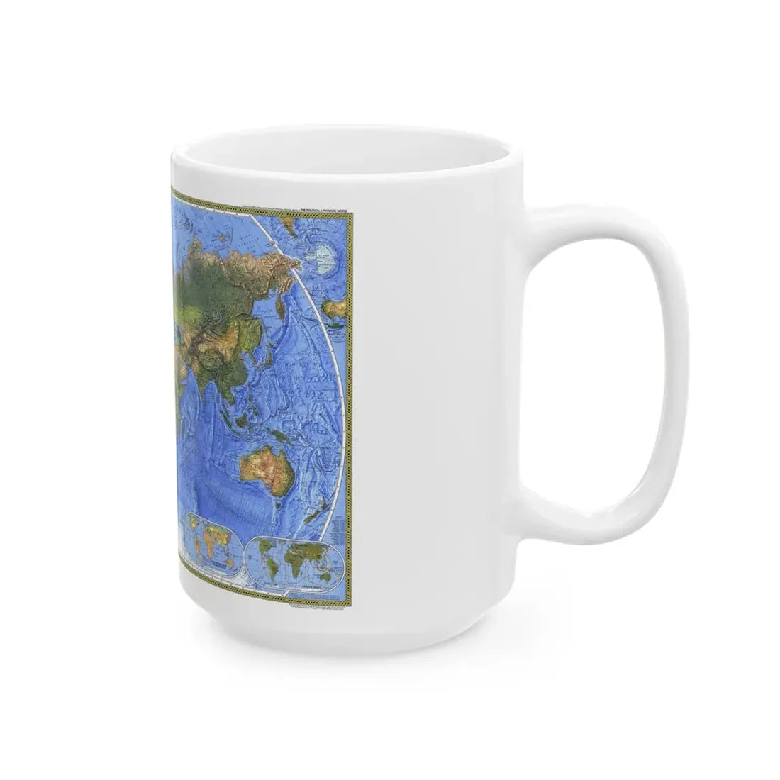 World Map - The Physical World (1975) (Map) White Coffee Mug - Go Mug Yourself