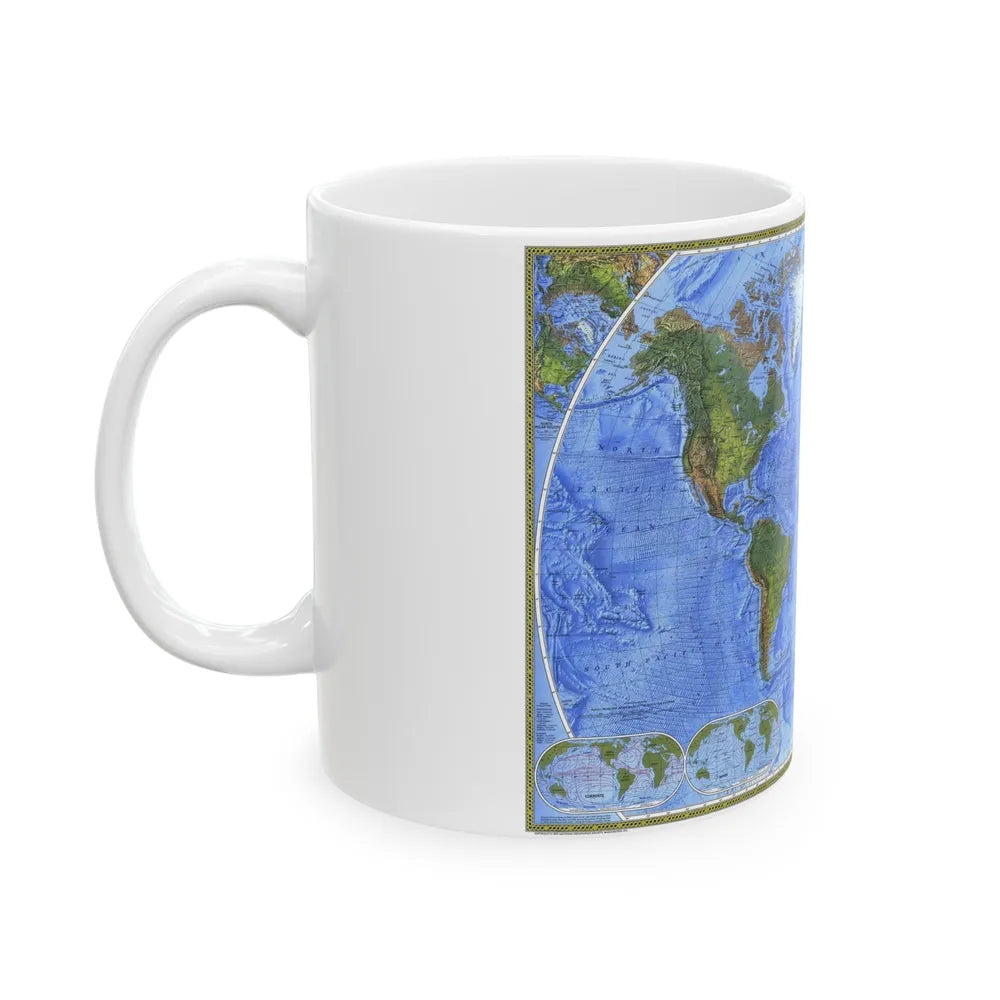 World Map - The Physical World (1975) (Map) White Coffee Mug-Go Mug Yourself