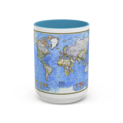 World Map - The Political World (1975) (Map) Accent Coffee Mug 15oz Light Blue - Go Mug Yourself