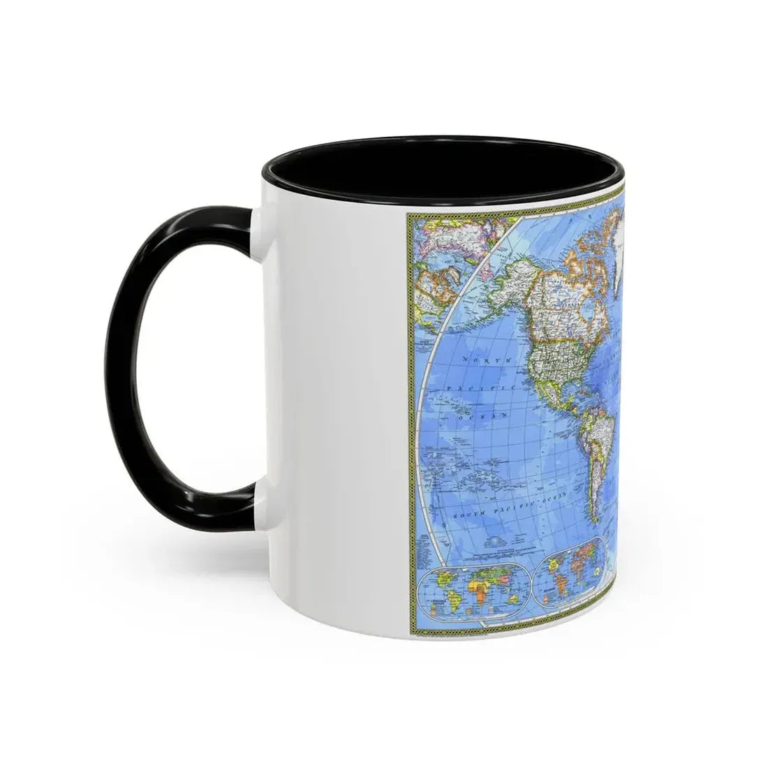World Map - The Political World (1975) (Map) Accent Coffee Mug - Go Mug Yourself