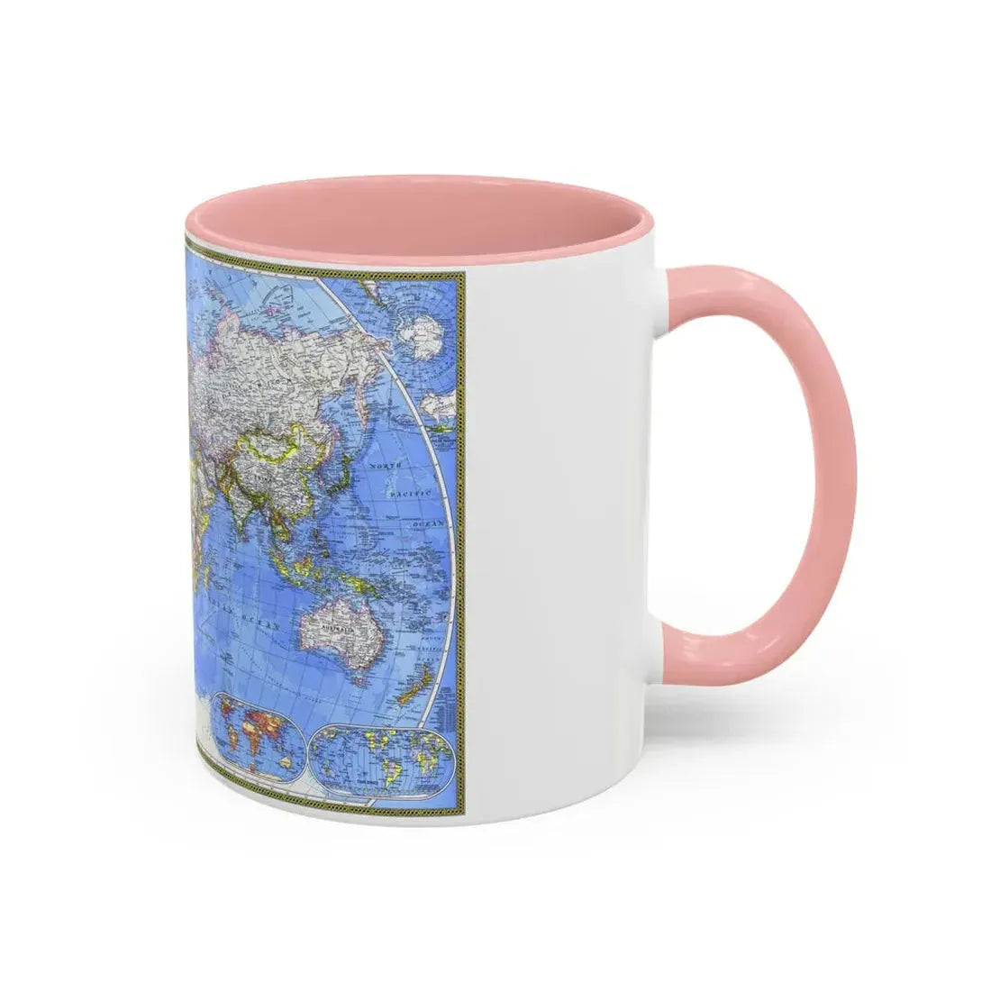 World Map - The Political World (1975) (Map) Accent Coffee Mug - Go Mug Yourself