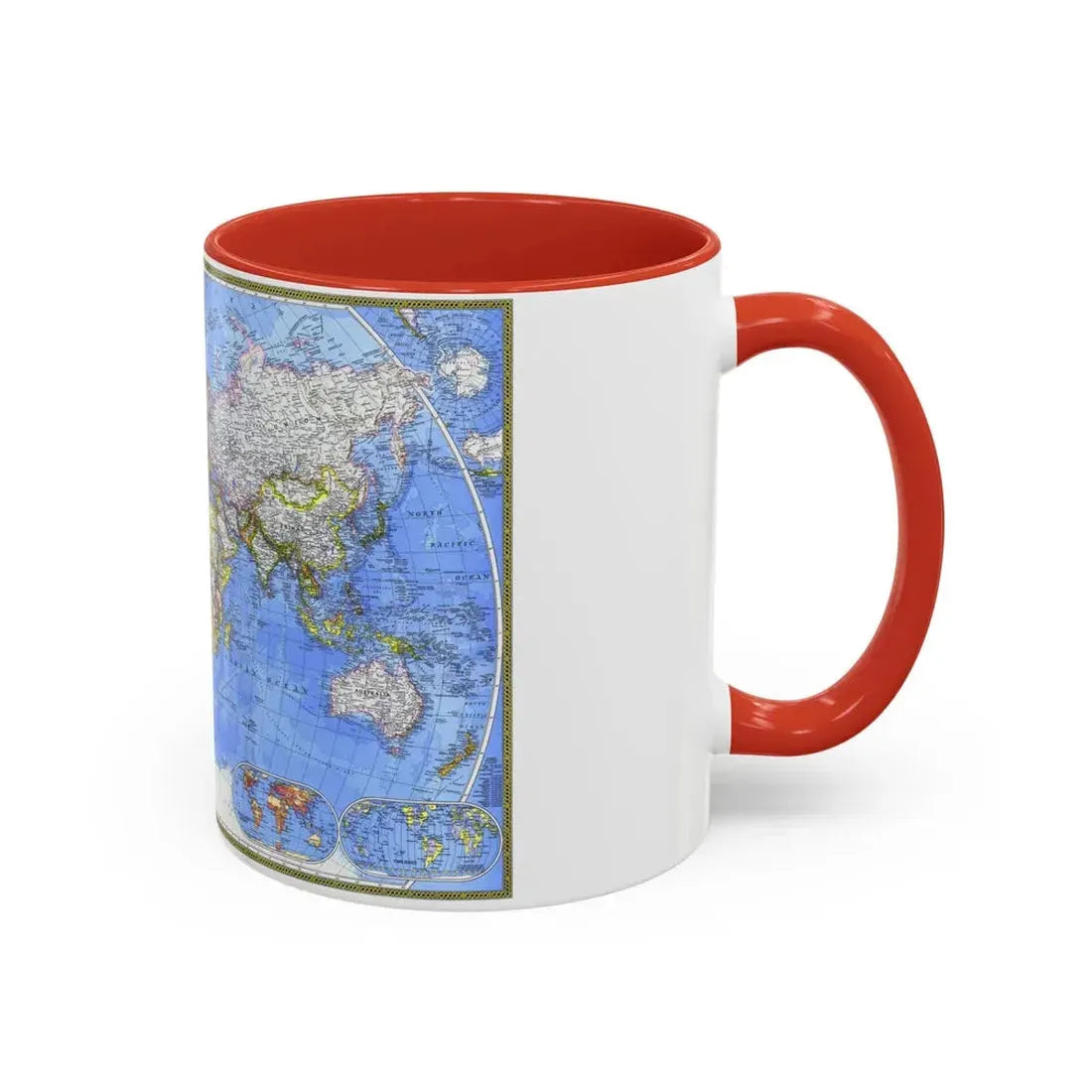 World Map - The Political World (1975) (Map) Accent Coffee Mug - Go Mug Yourself
