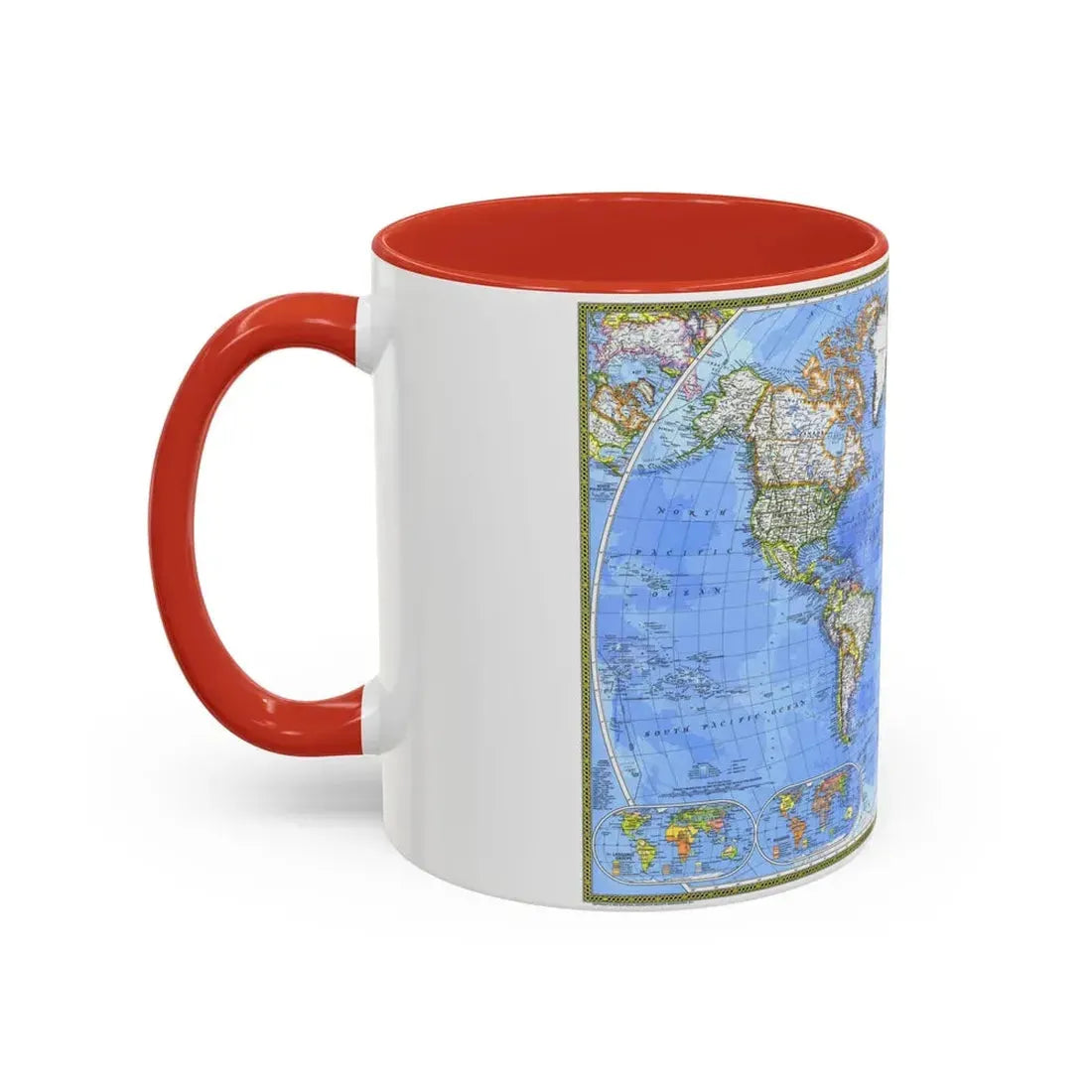 World Map - The Political World (1975) (Map) Accent Coffee Mug - Go Mug Yourself