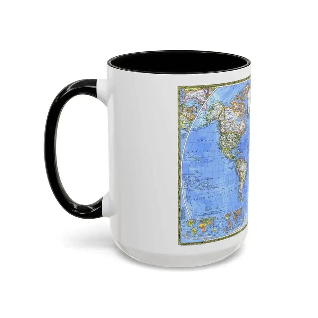 World Map - The Political World (1975) (Map) Accent Coffee Mug - Go Mug Yourself